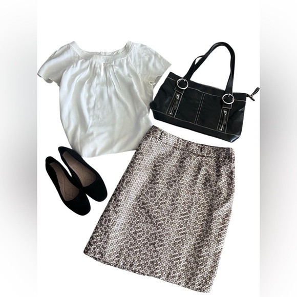 Worthington Tan/Gold w/ Brown Lining Sequin A-Line Midi Skirt/Size 16 - Picture 1 of 11
